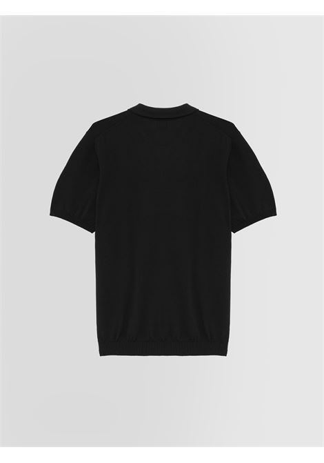 Alpha Studio polo in crepe di cotone nero con tre bottoni ALPHA STUDIO | Polo | AU-5043B1002